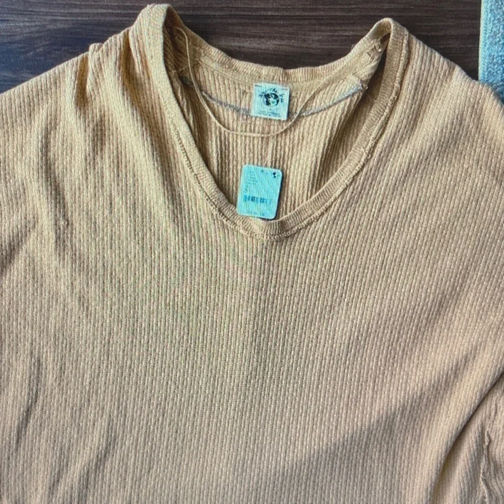 Free People We The Free Ribbed Long Sleeve Top in Camel - Picture 2 of 5